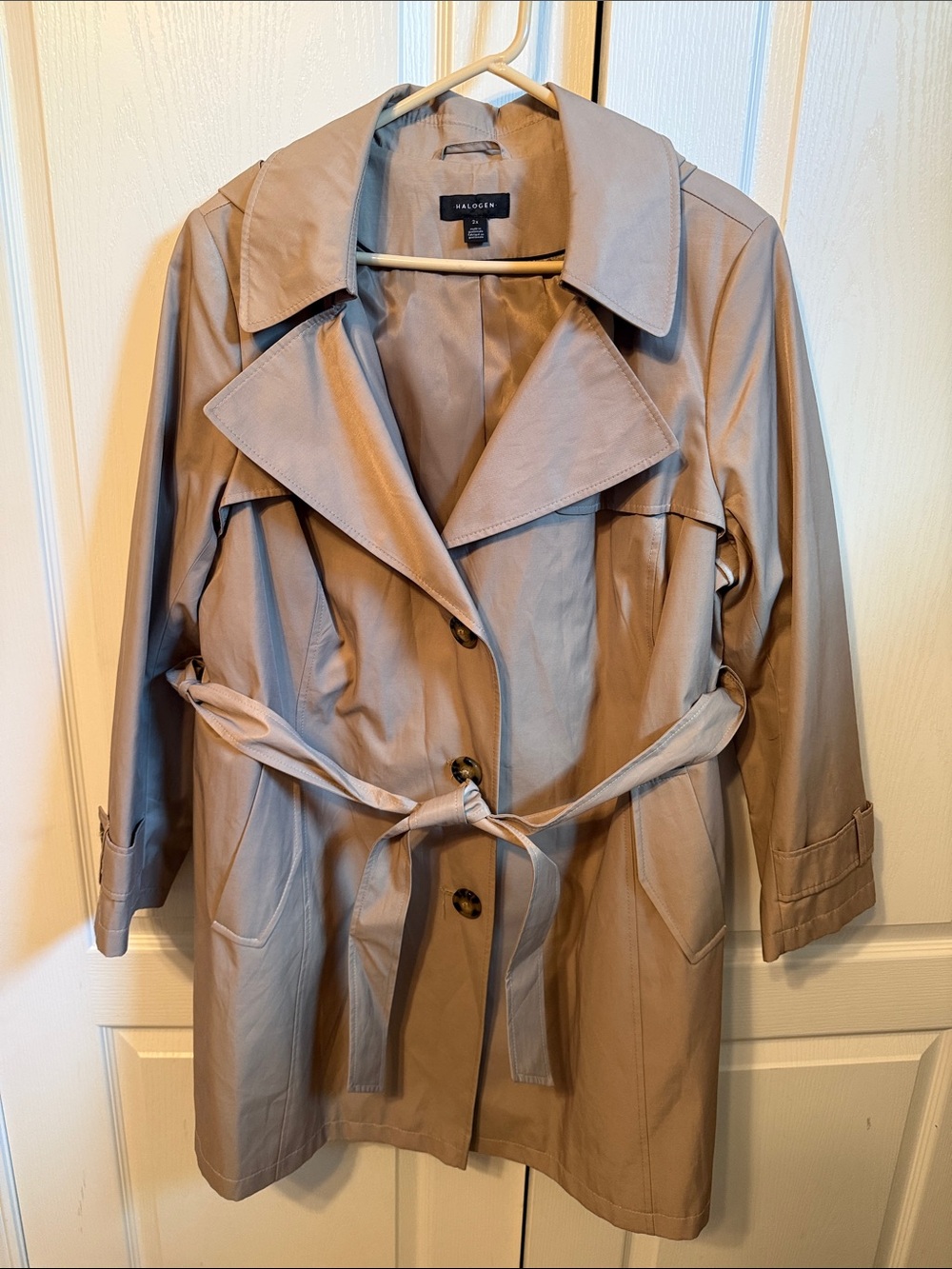 Halogen Women's Light Taupe Belted Trench Coat
